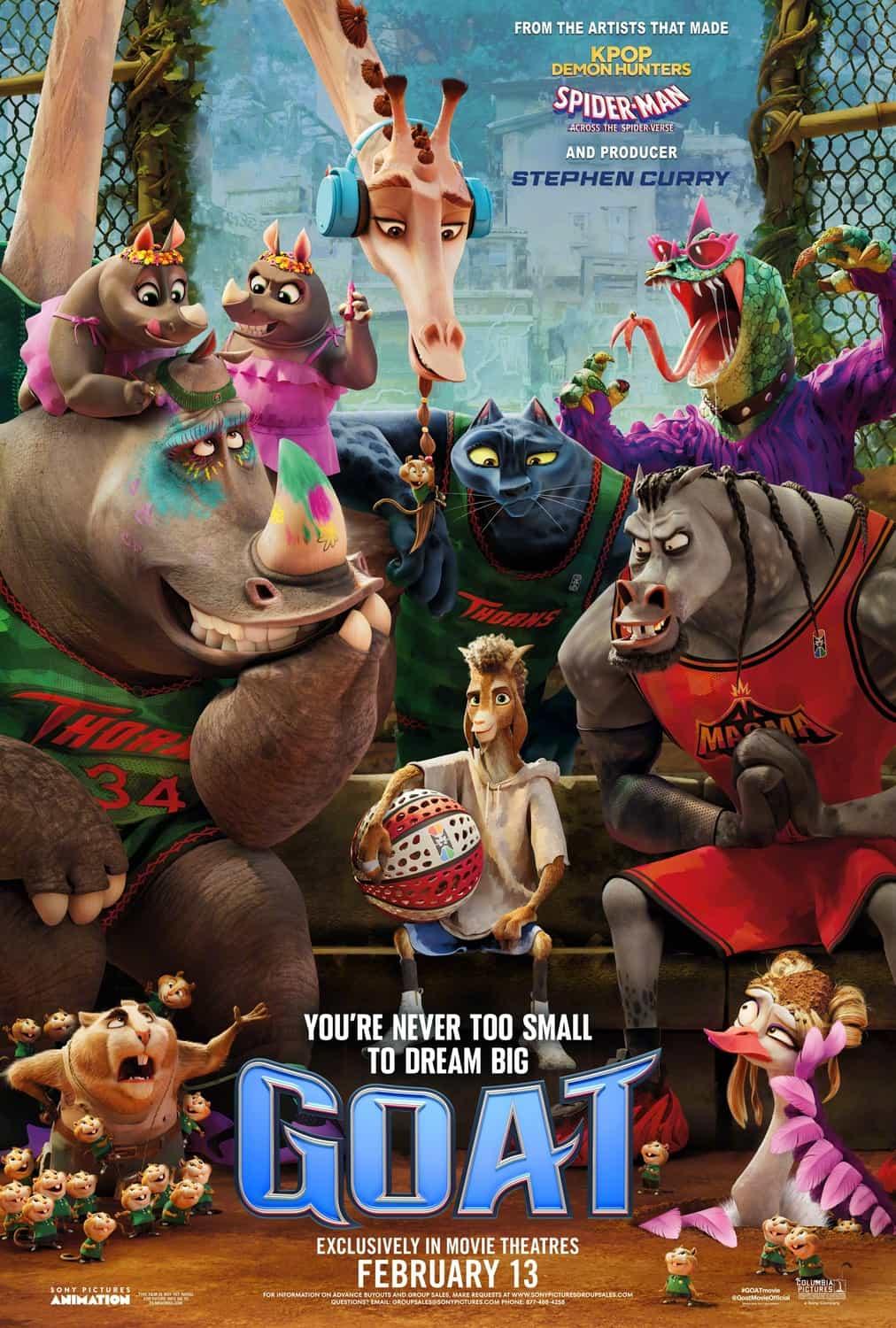 US Box Office Weekend Report 20th - 22nd February 2026:  Animated movie GOAT jumps up the chart to clinch the top this weekend from Wuthering Heights
