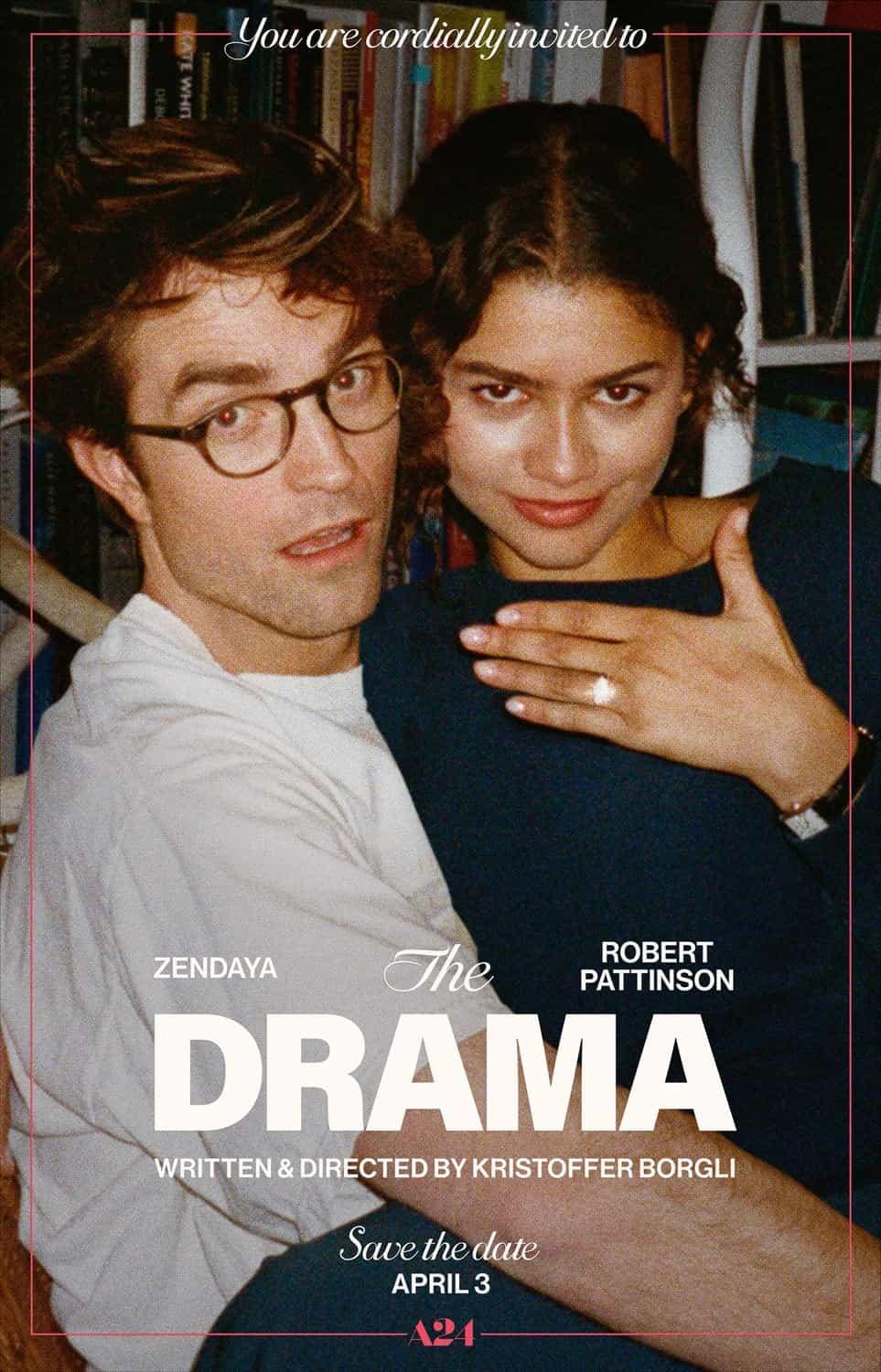 New poster has been released for The Drama which stars Robert Pattinson and Zendaya - movie UK release date 3rd April 2026